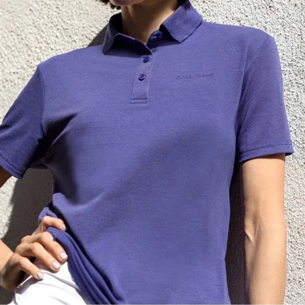 Outdoor Voices Women's Birdie Polo Oceanic Purple Short Sleeve Shirt Size Small